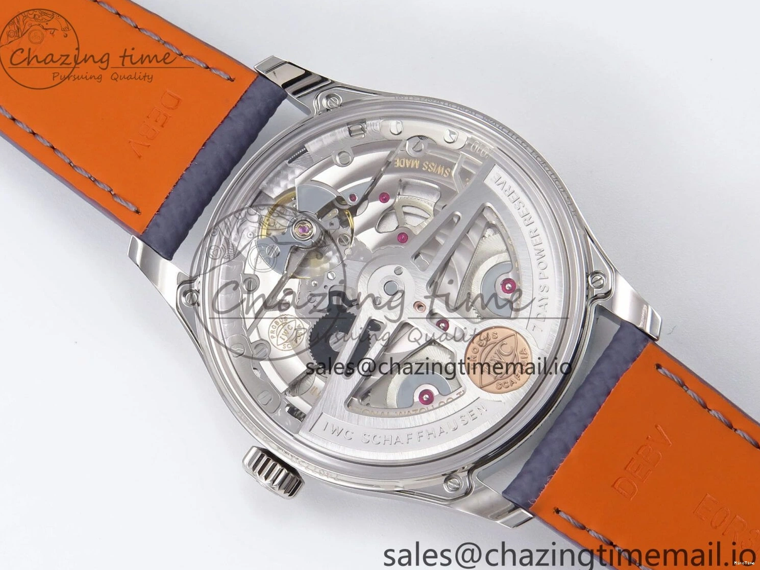 MIROTIME 0601 Lightweight Portugieser Automatic SS IW501708 APSF 1:1 Best Edition Light Blue Dial on Gray Leather Strap A 7012